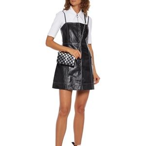 NWT GANNI genuine leather black mini dress Size 36